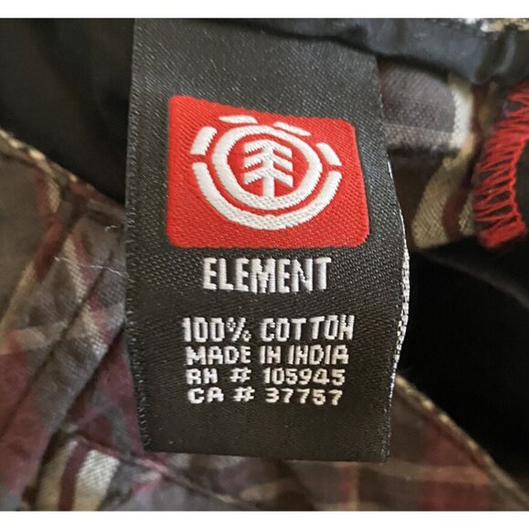 Element Mens Y2K 2010 Plaid Maroon & Gray Shorts Skater Brand Size 30 Inseam 9" - Picture 7 of 7